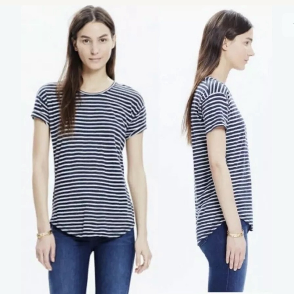 Madewell Morelid Striped Cotton Tee Blue/White